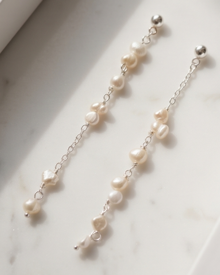 MILA SILVER parel oorbellen bruid