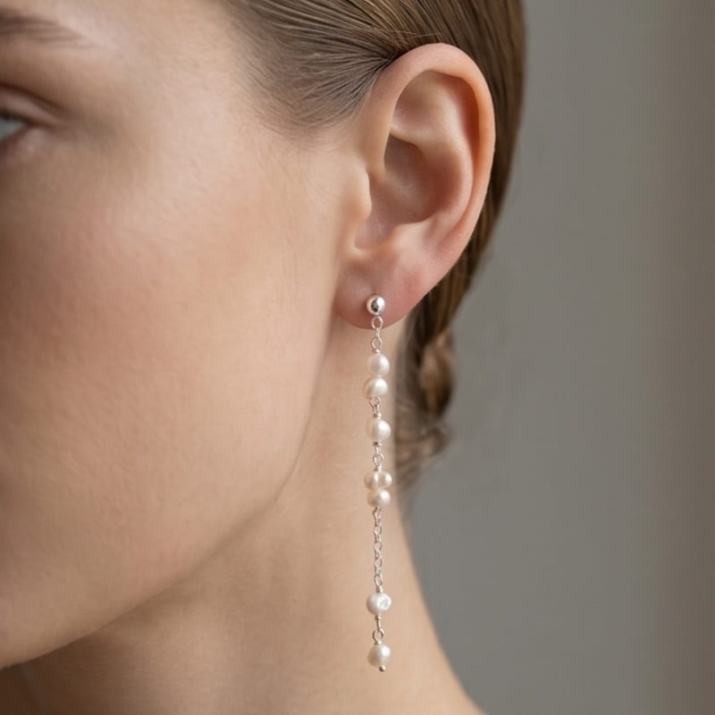 MILA SILVER parel oorbellen bruid